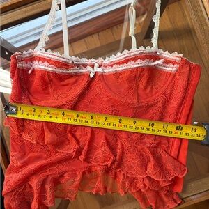 Urban Outfitters Red Lace Ruffle Cami Tank